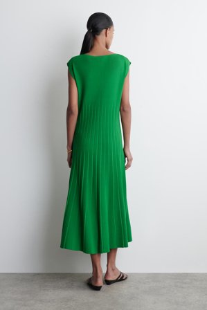 COS Women's Abito Maxi Plissettato In Maglia in Verde