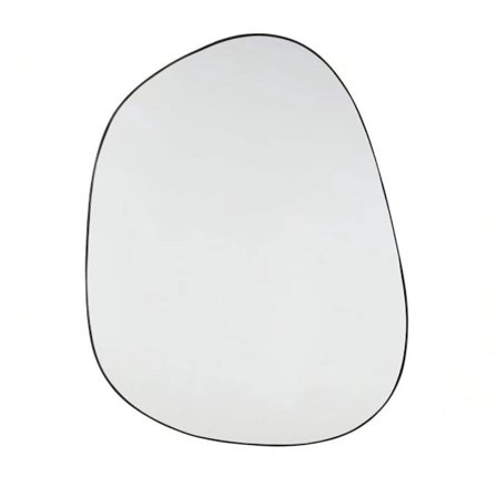 Sort aluminiumsspejl, form som en sten, 80x50 cm