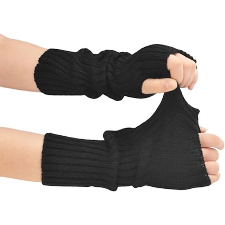 Japanske vintervotter for kvinner, fingerløse punktvotter, lange varme håndvotter med håndledd