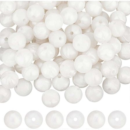 100 st 12mm Pärlor i Silikon, Pärlor i Silikon, Runda Pärlor i Silikon, Snövita Pärlor i Silikon, Silikonpärla för DIY Smyckestillverkning