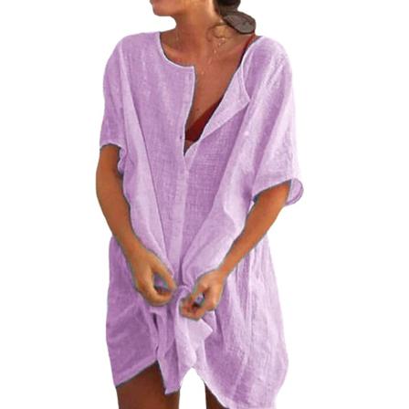 Sommar Bomull Dam Midiklänning Vit Oversize Stor Storlek 8xl Ca