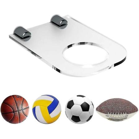 Ballholder veggmontert displaystativ, akryl veggmontert ballholder oppbevaringsstativ, usynlig klar hylle, for fotball (1 stk, klare baller ikke 