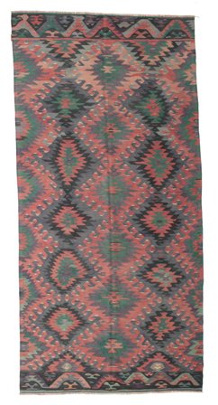 Handgeweven Kelim Vintage Turkije Vloerkleed 168X345 Grijs/Rood