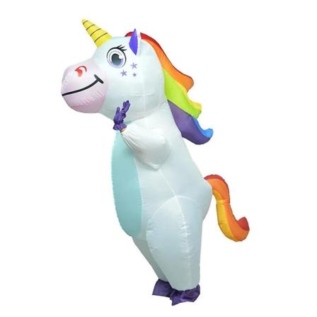 Lila Unicorn Uppblåsbar Dräkt Vuxen Barn Regnbåge Halloween Kostymer För Kvinnor Män Vuxen Carnival Mascot Jul Cosplay Slight Blue Adult 150-190cm