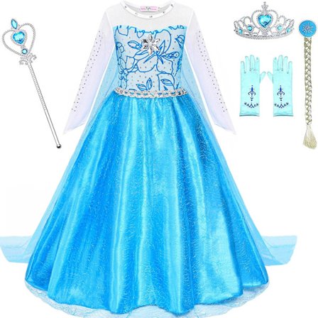 Ady prinsessekjoler Julebursdagsfest utkledningskjole for små jenter med tilbehør 2-10 år