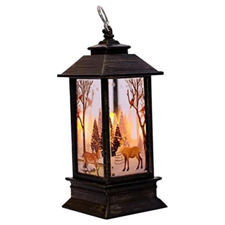 |NN| Vintage Jule Lysestage, Bærbar Lygte Lampe Med Rensdyr Natlampe, Glødende LED-lamper Til Forskellige Begivenheder (Udsøgt)