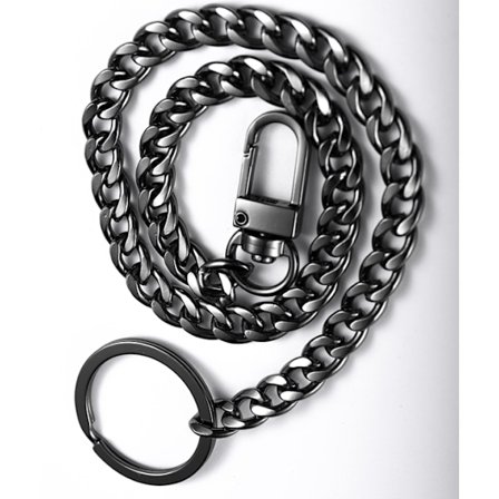 Nøkkelringer for menn og kvinner, midjehengende, nøkkelring, bil, lang kjede, anti-mistet nøkkelring for eldre svart black-yux