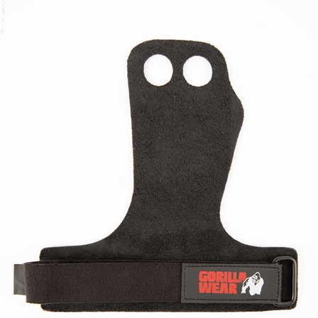 Gorilla Wear Gear 2-Hole Leather Lifting Grips Svart