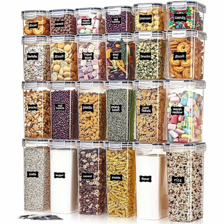 24 kpl Ultimate Airtight Food Storage Containers - BPA-vapaat, pinotavat, vuotamattomat kannet - Ihanteellinen keittiön kaapin järjestämiseen, 