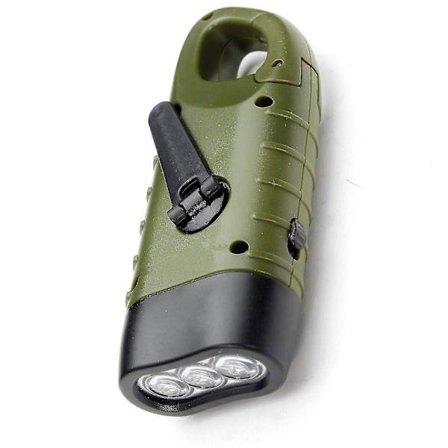 Håndsveivet solcelledrevet oppladbar lommelykt, LED-nødlykt, hurtigklips for ryggsekk, lommelykt, værbestandig for utendørs camping