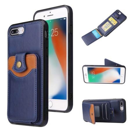 Iphone 8 Plus - Genomtänkt Skal Med Korthållare Mörkblå
