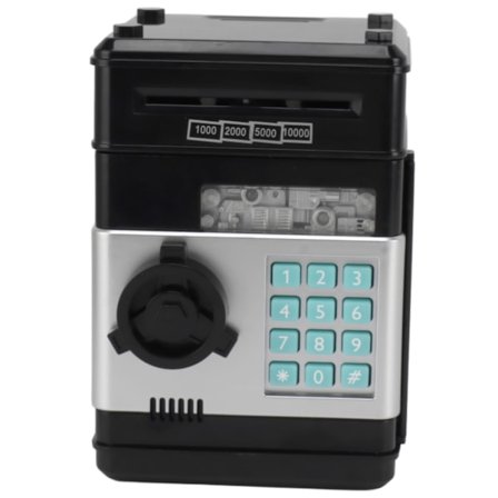 2 Moduser minibank Piggy Bank Digital Elektronisk Papirpenger Mynter Safe Box Spare Cash Box Med 7 Musikkspor for Barn Svart