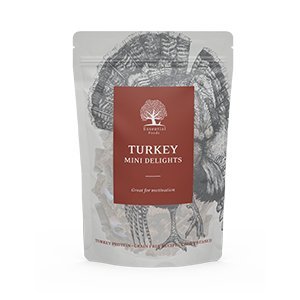 Essential Turkey Mini Delights, Hundegodbidder, 100g