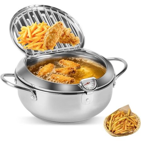 Pieni rasvakeitin, minirasvakeitin, halkaisija 21 cm, japanilainen rasvakeitin, rasvakeitin 2,2 litraa lämpömittarilla, kotitalousrasvakeitin, 