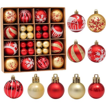 Joulukuulat Koristeet 44kpl Joulukuuseen Teema Sekalaiset Särkymätön Joulu Ripustuspallo Koriste
