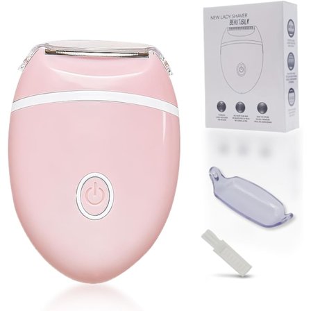 Elektrisk Rakapparat för Kvinnor: Kompakt, Sladdlös Våt & Torr Rakapparat för Slät Kropp & Dubbla Trimmers (Rosa)