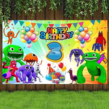 Garten of Banban Festbakgrunn Tegneserie Bursdagsplakat Mal Fotografering Bakgrunn Barn Bursdagsfest Utstyr Dekorasjon