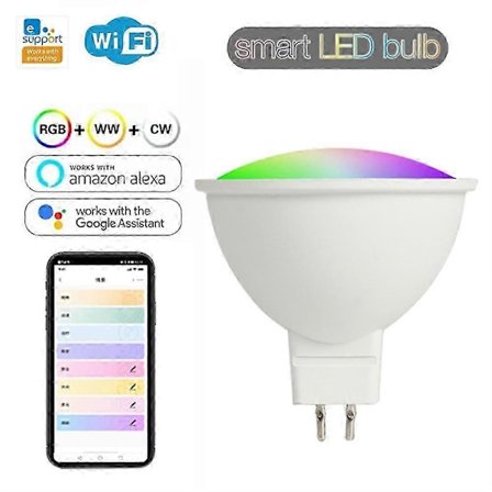 Tuya MR16 5W Smart Homekit WiFi Smart LED Lyspære 12V RGBCW Dimbar Lampe Stemmestyring Spotbelysning Fargeskiftende
