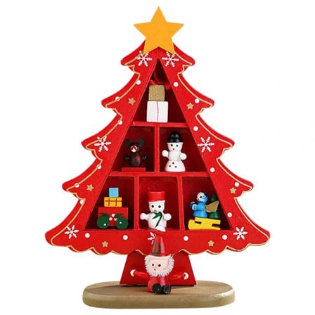 Rød Træ Juletræ til Bordplade Eksklusiv Mini Bekvemt Placeret Juletræsdekoration til Indkøbscenter Hotel Juledekoration