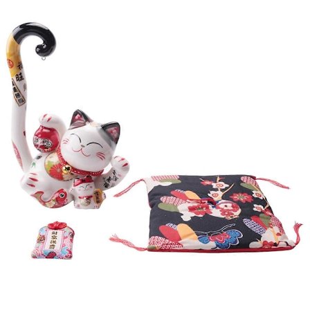 22 cm Keraaminen Maneki Neko Onnenkissa Säästölipas Japanilainen Pitkähäntäinen Onnenkissa Feng Shui