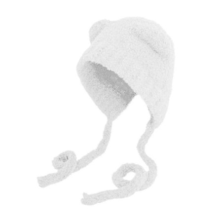 Lille Bjørn Øre Plys Hue Dame Sød Strikket Uldhue (FMY) Hvid