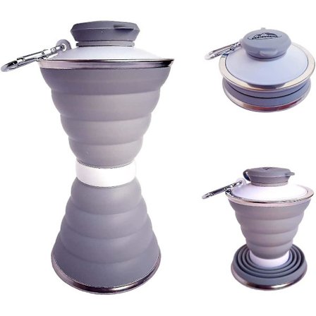 Hopfällbara vattenflaskor, hopfällbara vattenflaskor för resor 500 ml, liten återanvändbar bärbar vattenflaska av silikon 17 oz, hopfällbart vatten