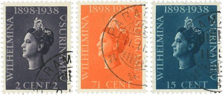 Suriname 1938 - NVPH 187/89 - Stemplet