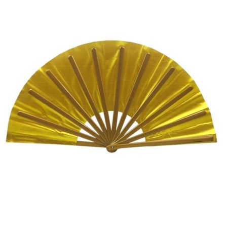 Guld - Fjedervifte - Ensfarvet - Ekstra stor 33cm - Teater - Plastbase