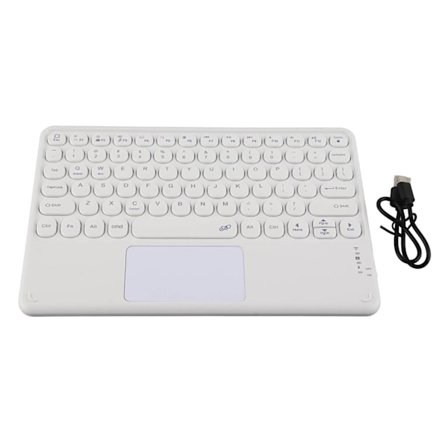 Trådlöst tangentbord 10in Rund tangentknapp Touchpad-funktion Bärbar Breddad Förstoring Vattentät Dammtät Laptop-tangentbord Vit