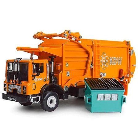 Legetøjsaffaldsvogn i metal 1:24 (orange)