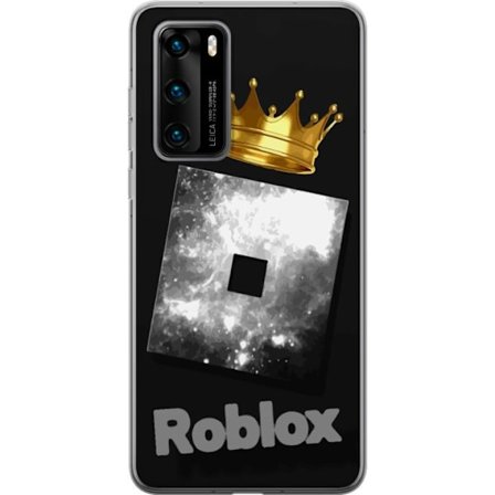 Kompatibelt Mobildeksel til Huawei Huawei P40 Minimalistisk svart og sÃ ̧lvfarget Roblox-symbol med gylden krone og luksuriÃ ̧s gamer-estetikk pÃ¥ en 
