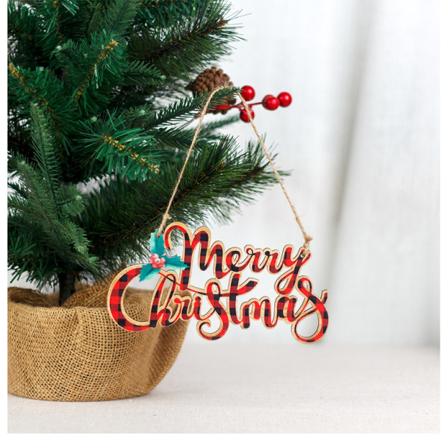 1 stk rød rutenett juledekorasjoner trebokstaver Merry C