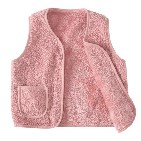 Barn Rosa Fleece Väst Pojkar Flickor Höst Vinter Mjuk Varm Dragkedja Upp Ärmlös Jacka Ytterkläder Med Fickor 130cm
