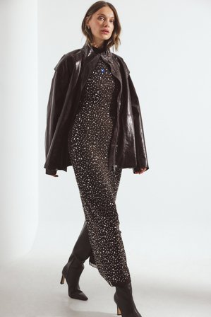 NA-KD - Kjole med halterneck og rhinestones - Nyttårskjoler - Brun - M (EU 38-40)