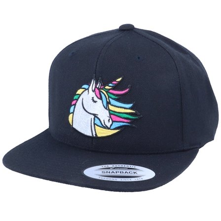 Unicorns - Svart snapback Keps - Rainbow Unicorn Black Snapback @ Hatstore