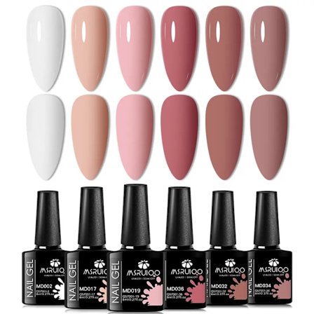 6st All-season Gel Nagellack Set Nude Rosa Röd Glitter Semi Permanent UV Gel Polish Kits Allt För Manikyr Soak Off Vernis