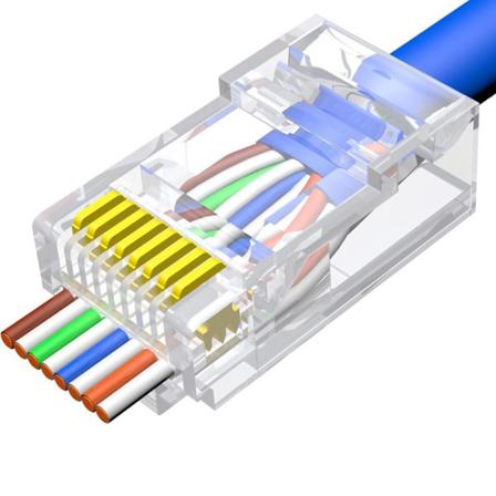 100 stk CAT6 CAT5E CAT5 Pass Through RJ45 modulære stik netværksstik UTP 50μ forgyldt 8P8C Crimp End til Ethernet
