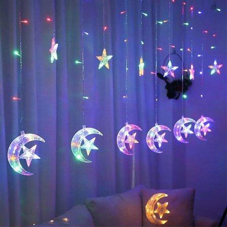 Ramadan Fairy Lights, Star Moon Curtain Lights för Ramadan-dekorationer, Fairy Lights med USB eller batteridriven