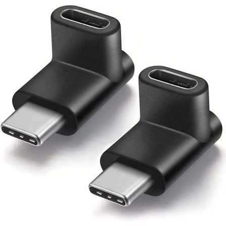 2 stk. USB-C Type C hann til hunn adapter 90 graders vinklet opp