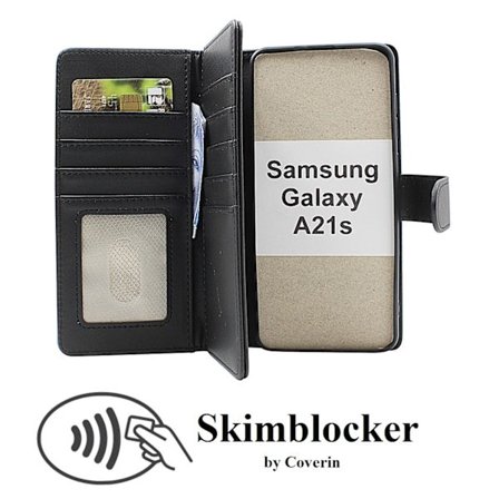 Skimblocker XL Wallet Samsung Galaxy A21s (A217F/DS) (Svart)