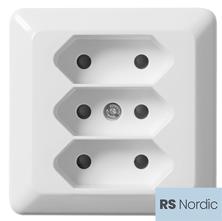 ELKO RS Nordic 3-veis euro stikkontakt påvegg