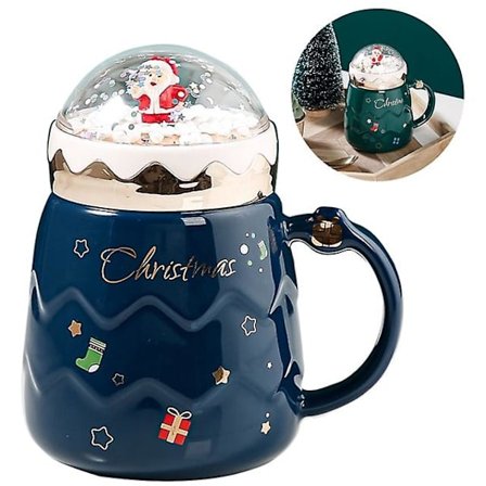 Kreative Søde Julekrus Par Keramiske Julemandsfigurer Med Låg Gave Vandkop Kompatibel med Feriekontor Hjem Mælk Kaffe