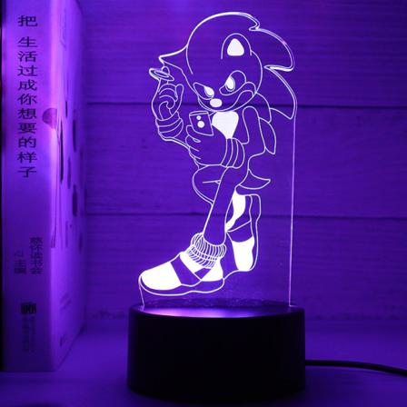 3D nattljus Sonic USB -presentljus Färgglad atmosfärsljus Black base: Colorful 5
