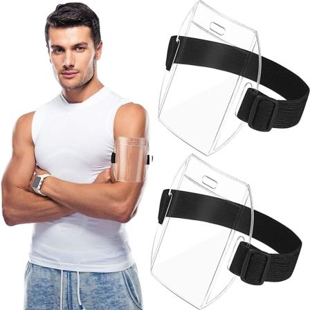 10 stk Arm Badge Holder Armbånd ID-kortholder med sort justerbar rem til Work Pass