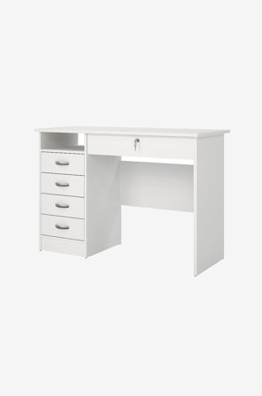 Tvilum - Function Plus Desk 4 skuffer afrundet håndtag - Hvid - Skriveborde - Fra Homeroom