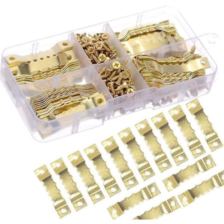 Piao 100 st Fotohängare Tie Frame Hängare Bild Bildkrok I Stark Och Hållbar Gyllene Metall - Krok För Ram / Bild / Canvas / Målning / Klä