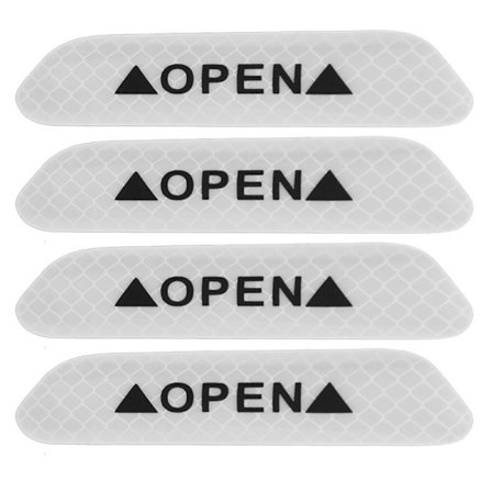 4 stk. Selvklæbende Reflekser til Bildøre Advarselsstriber Hvide