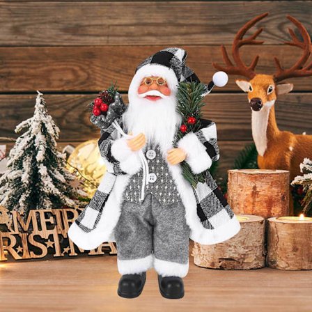 Julemand Stående 30cm Julemand Stående Realistiske Traditionelle Julemandsfigurer Jul, Hvid