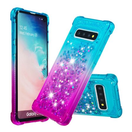 Samsung Galaxy S10 gradueret glimmer cover - babyblå / lilla
