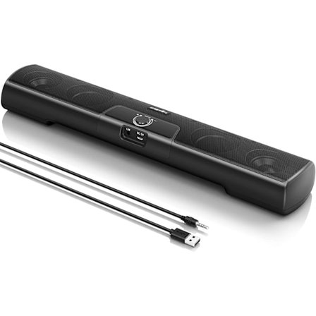Computerhøjttaler Mini Soundbar Vægmonterbar, 10W Trådløs PC-højttalere Soundbar 3,5 mm Indgang, USB-drevet Soundbar med Lydstyrkekontrol til Desktop 